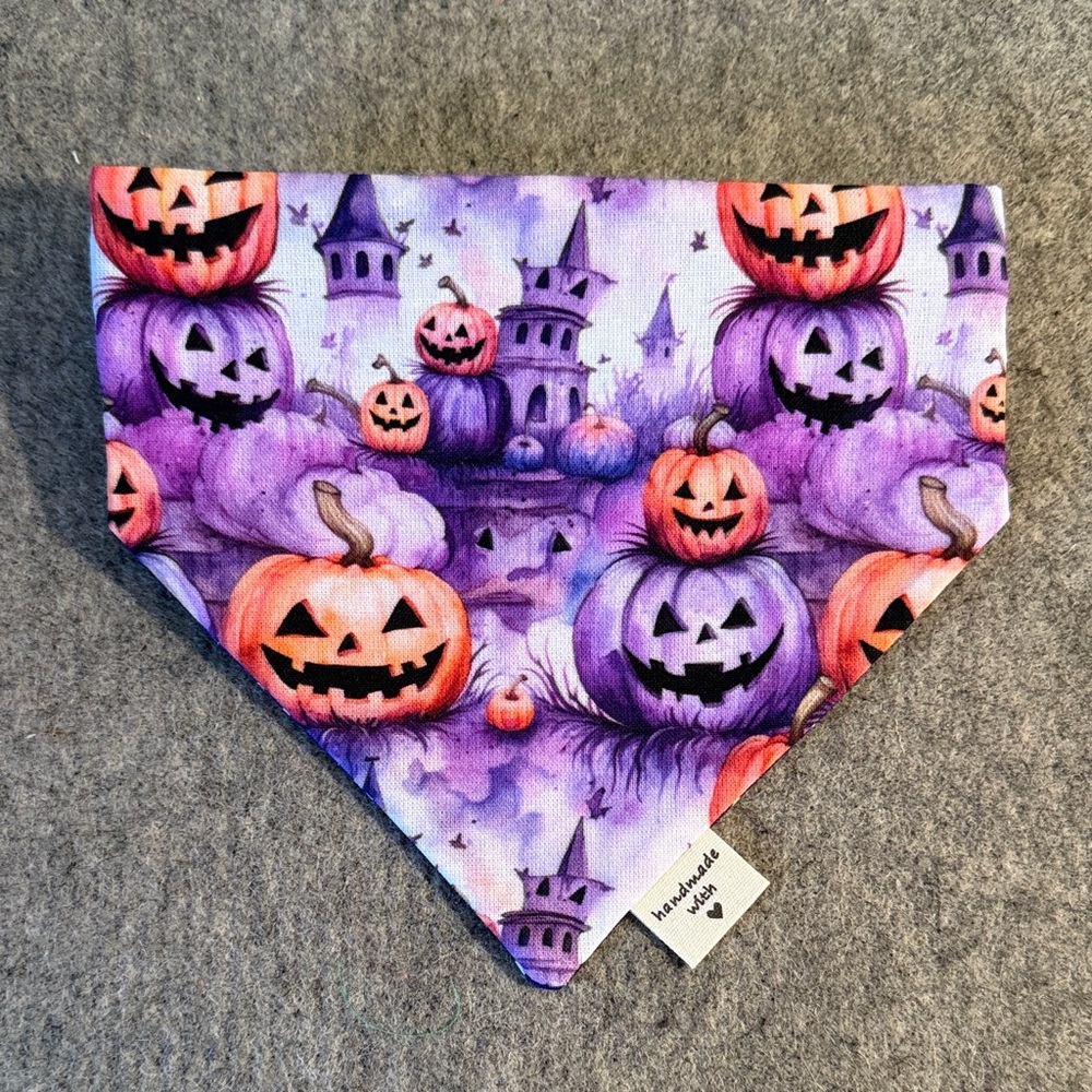 Halloween Pumpkin Scrunchie Dog Bandana